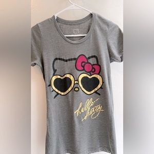 Sanrio Hello Kitty T-shirt Gold Foil Sunglasses Magenta Bow